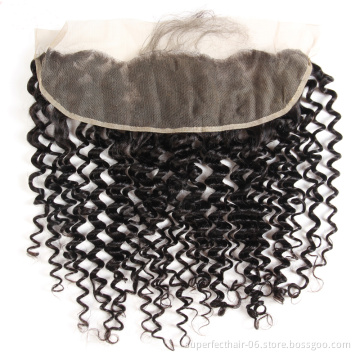 Hand Made Knot Invisible Human Hair Piece 100 Percent Indian Virgin Hair Material Deep Wave  Lace Frontal